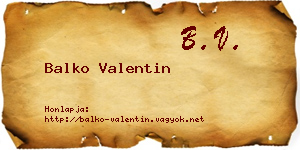 Balko Valentin névjegykártya